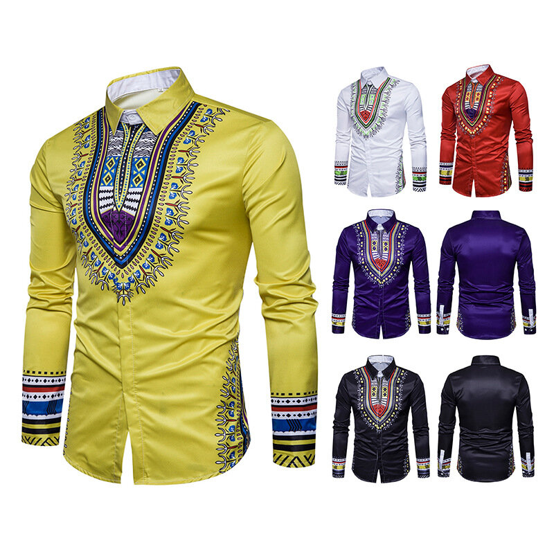 Męska nowa moda gorąca sprzedaży krajowych 3D drukowane koszule z długim rękawem afrykański styl ubrania dla mężczyzn JQ-10020