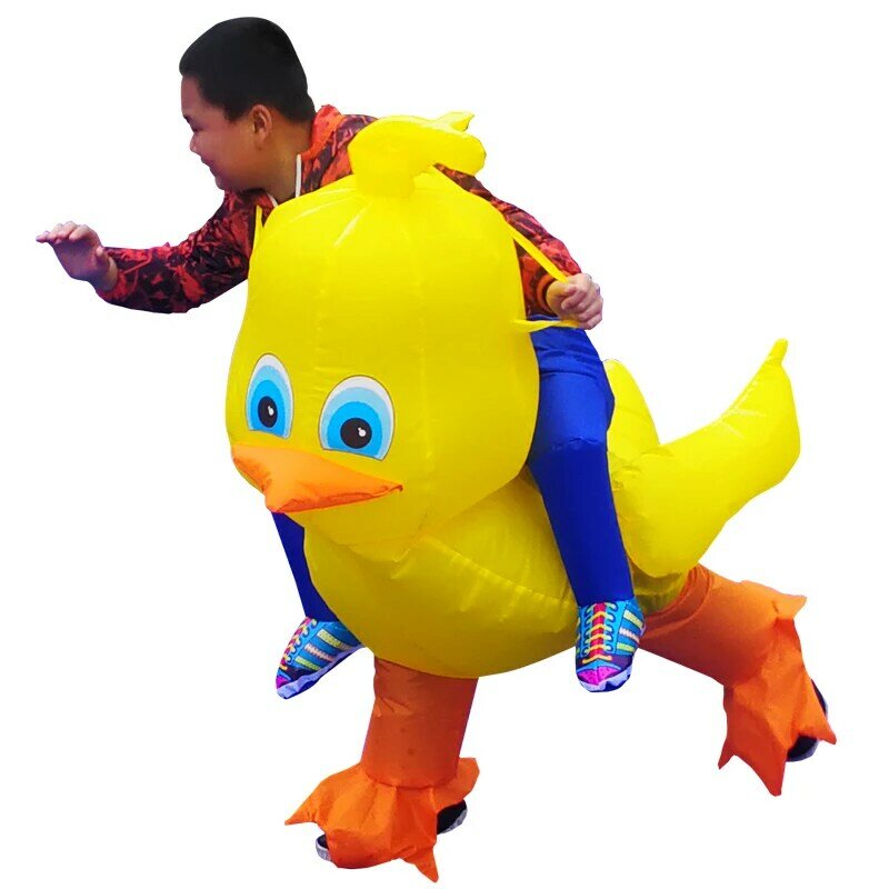 Inflatable Yellow Duck Costume Funny Blow Up Suit Party Fancy Dress Unisex Costume Halloween Costume Boys Grils
