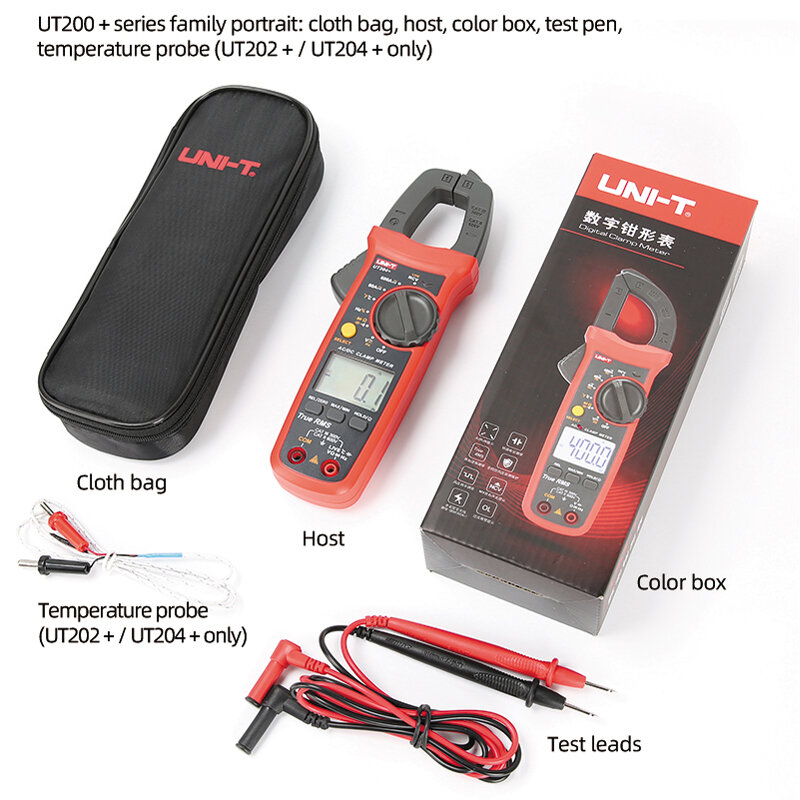 UNI-T ut204 mais ut203 digital braçadeira medidor 400-600a ac/dc atual tester verdadeiro rms auto faixa de resistência continutity multímetro