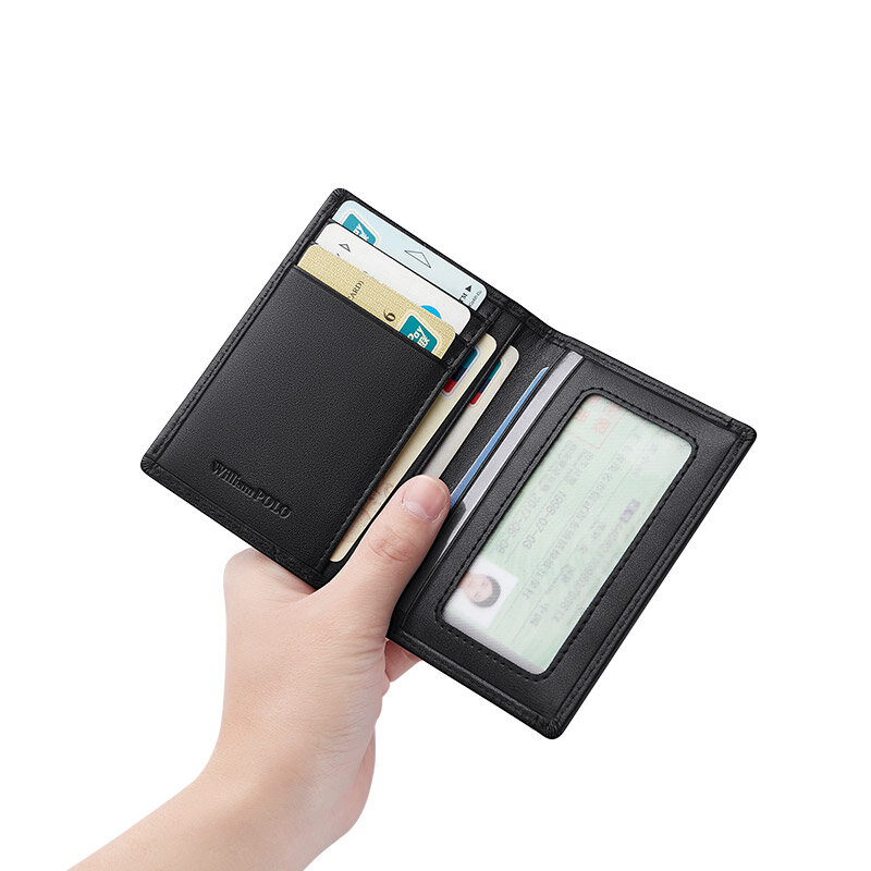 Vannanba carteira curta rfid masculina, carteira ultrafina com porta-moedas, couro de vaca, nova carteira padrão, 2021, frete grátis