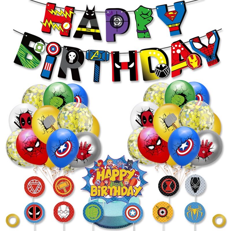 سوبر بطل مارفل بالون راية مجموعة سبايدرمان حفلة عيد ميلاد بالونات الاطفال حفلة عيد ميلاد الديكور لعب هدايا للأطفال