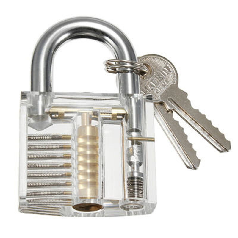 15PC plus transparent padlock practice lock practice lock hot sale unlock combination tool