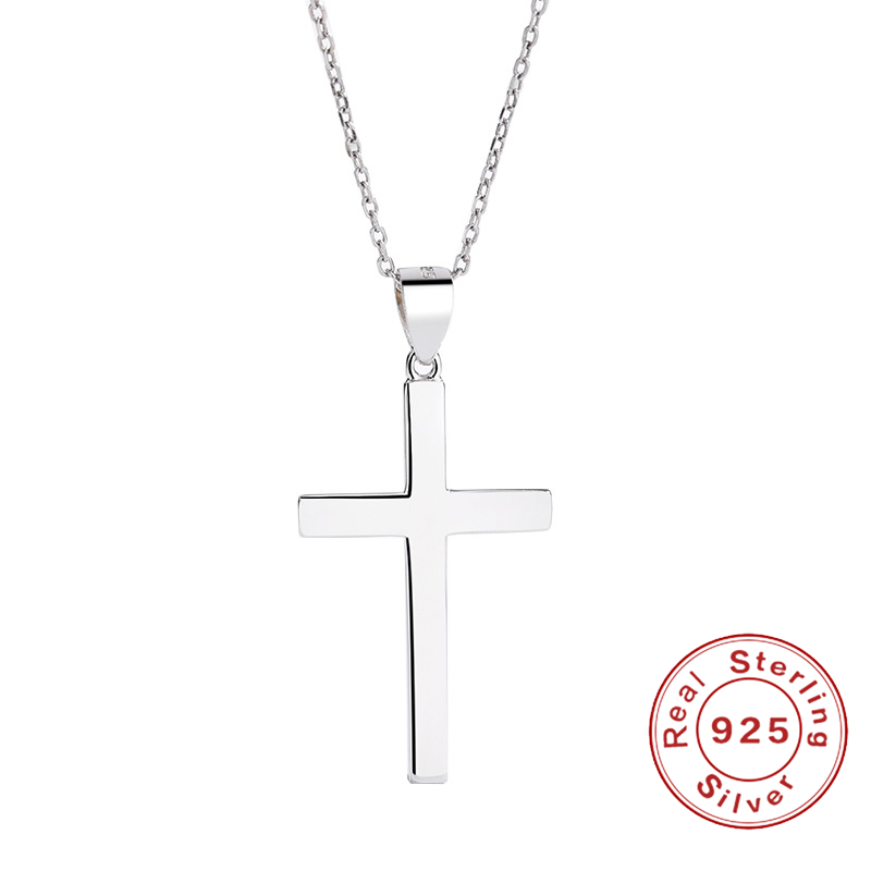 S925 Sterling Silver Jesus Christian Cross Pendant Necklace Pendant religious belief silver jewelry