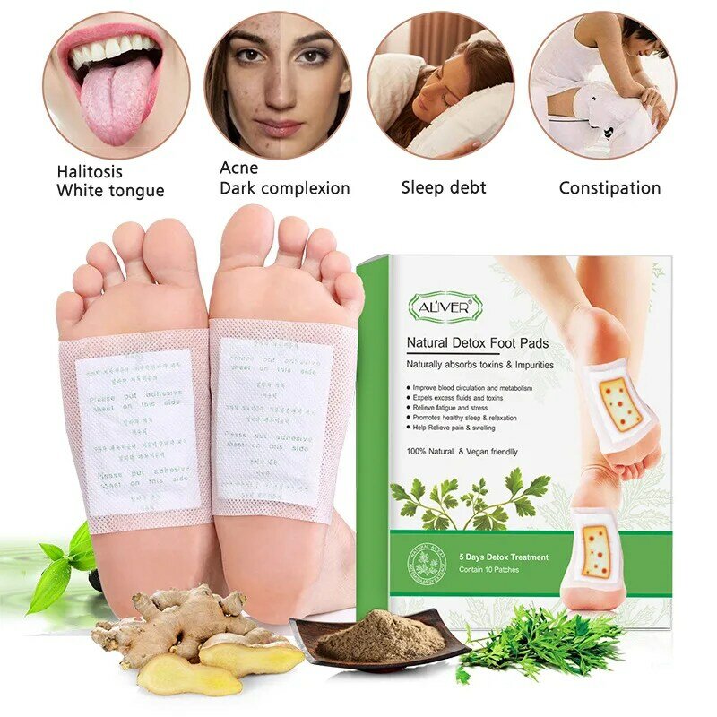10pc Ginger Revitalizing Detox Foot Patch With Adhersive Foot Care Improve Sleep relieve fatigue Slimming Foot Sticker Foot Pads