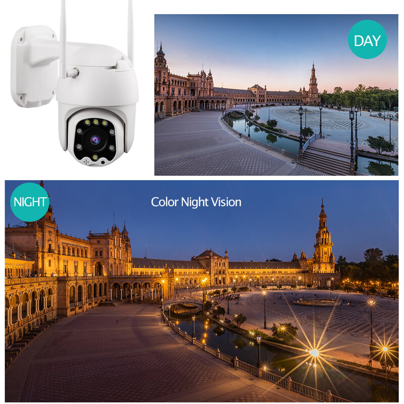 Tuya IP 카메라 WiFi 야외 비디오 감시 카메라 5X 광학 줌 1080P HD CCTV 보안 카메라 컬러 야간 투시경 Alexa P2P