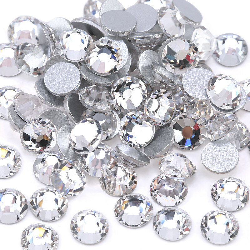 Qualidade superior SS3-SS40 claro cristal branco 3d nail art decoração strass prata flatback strass glitter gemas