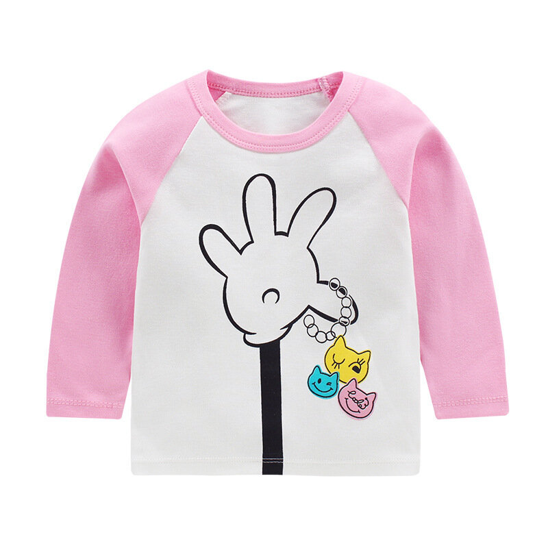 Kids Boys Fashion T-shirts Baby Long Sleeve Cartoon Tops Children Autumn Solid Cotton Sweatshirt 2 3 Years Boy Girl T Shirts