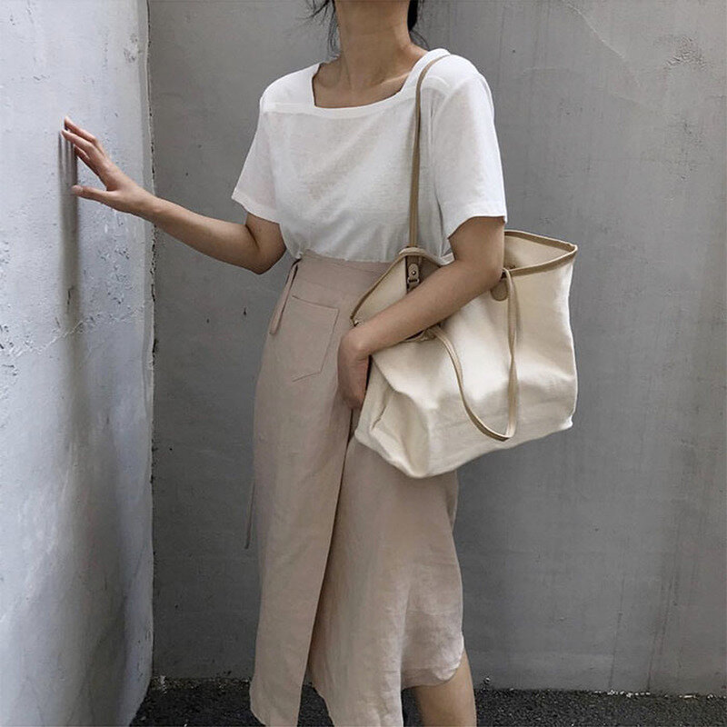 Frauen Mode-Shopping Taschen Leinwand Patchwork Weiblichen Handtasche Lässig Bequem Große Kapazität Koreanischen Stil Einfache Tote Alle-spiel
