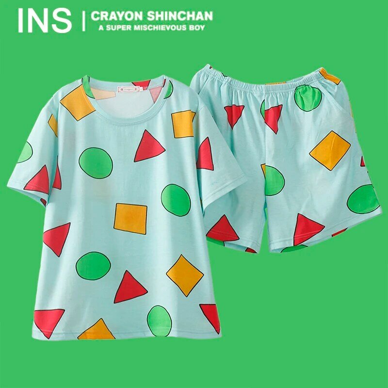 Sinchan Pijama pijamas de verano mujer hombre corto mujer pijama Sleepwear Ternos com Shorts de Pijama set casal Pyjamas Shin chan