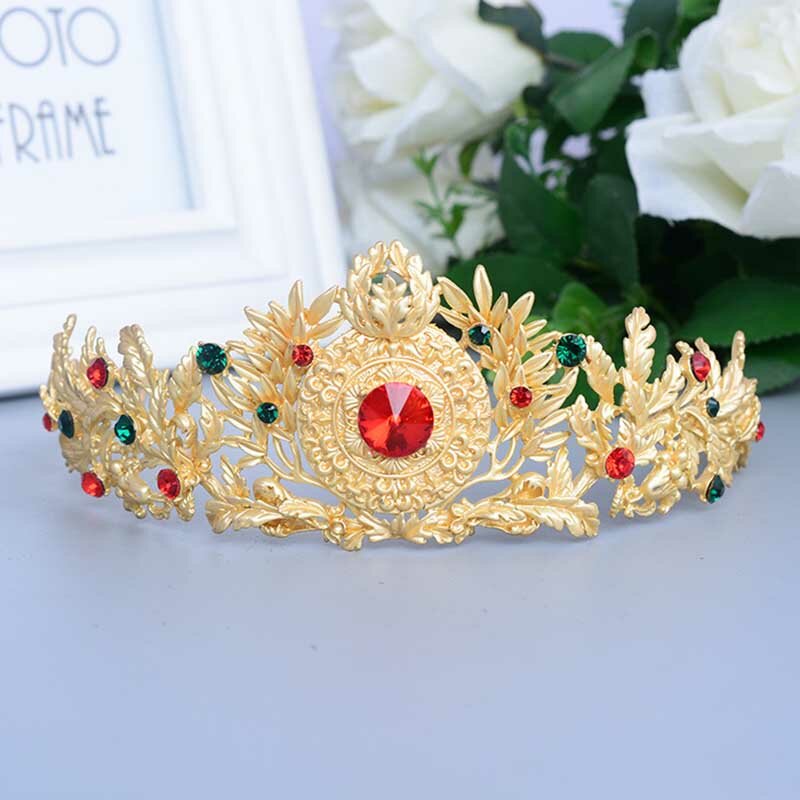 Corona barocca Color oro strass in metallo diademi fasce per principessa reale spettacolo diadema donne ragazze fasce per capelli gioielli per capelli