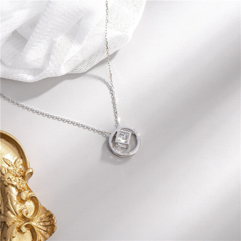 Sodrov-collar de plata de ley 925 con un solo Diamante, colgante redondo, joyería 925
