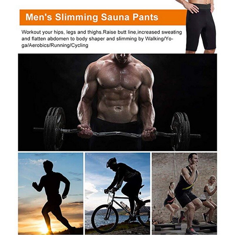 De hombres adelgazar pantalones Sauna cintura entrenador Control perfecta Shapewear Boxer bragas de los hombres de pantalones de cintura alta, pantalones cortos