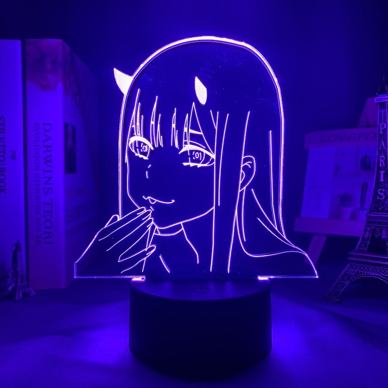 HY 3d lampa rysunek lampka nocna dla dzieci dziecko dziewczyny Manga prezent lampka nocna Anime Zero dwa Darling In The Franxx