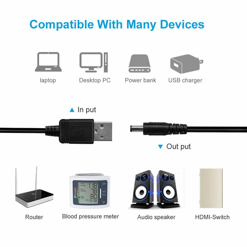 USB to DC 5.5x2.1mm Power Cable with 10 Connectors 5.5x2.5 4.8x1.7 4.0x1.7 4.0x1.35 3.5x1.35 3.0x1.1 2.5x0.7 Micro Type-C Mini