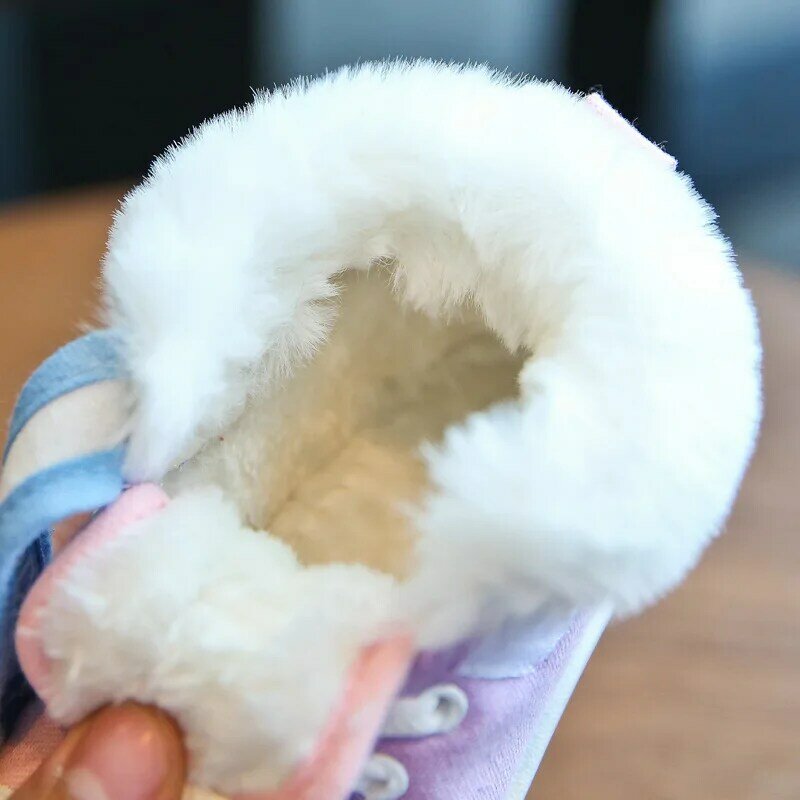 Botas de nieve para niños y niñas, botas de felpa cálidas para exteriores, zapatos cómodos antideslizantes de algodón, invierno, 2021