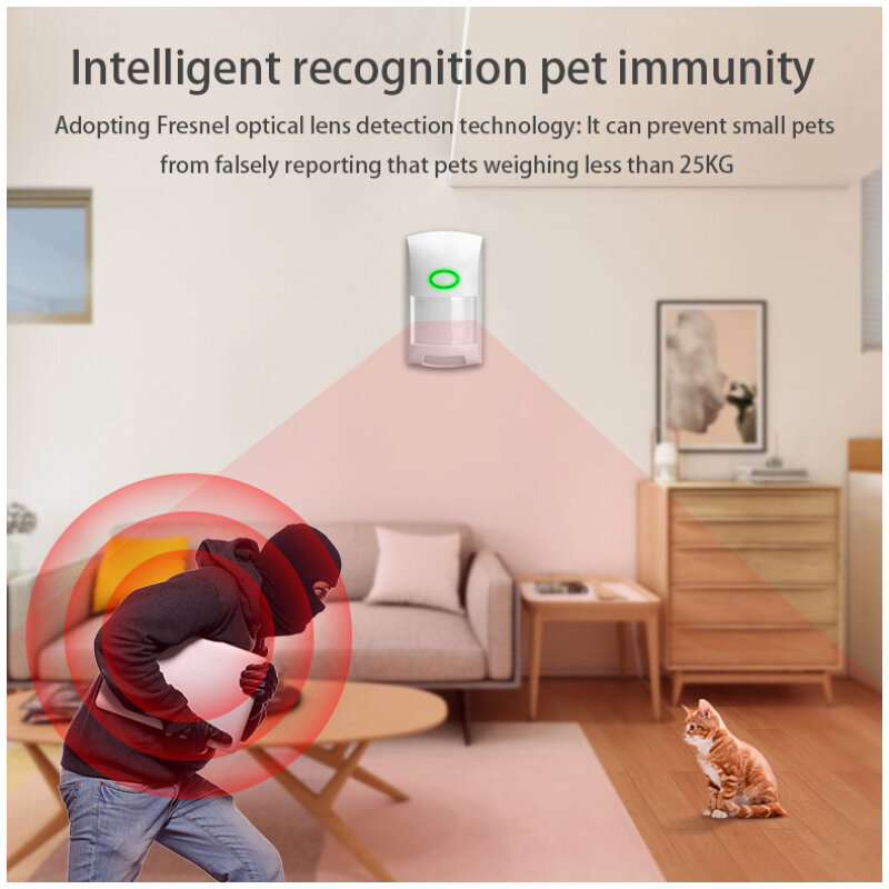 Sensor de movimiento inteligente PIR IR inalámbrico por WiFi, alarma a través de la aplicación Smart Life, Tuya, Monitor en tiempo Real, Alexa, Google Home, automatización antirrobo