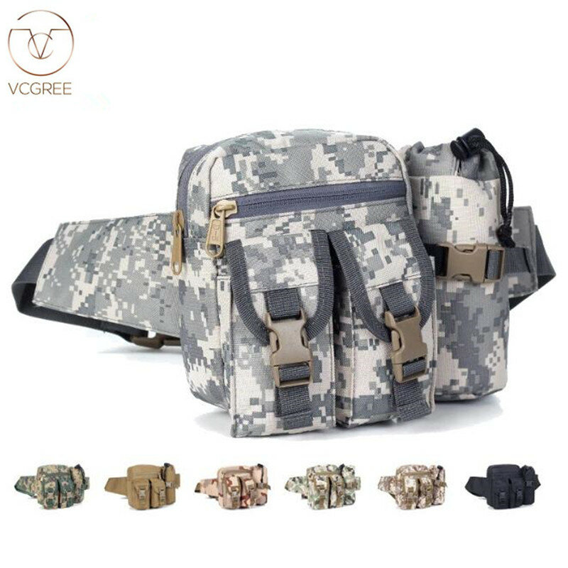 Vcgree tático pacote da cintura oxford garrafa de água bolsa saco multifuncional cinto do exército portátil militar dos homens chaleira saco