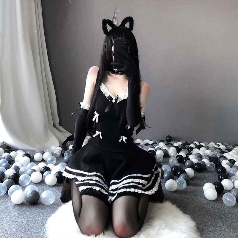 Lolita Uniform Sexy Outfits Plus costumi di Halloween per le donne Adult Maid Dress Cosplay Lingerie lovernight French Maid Costume