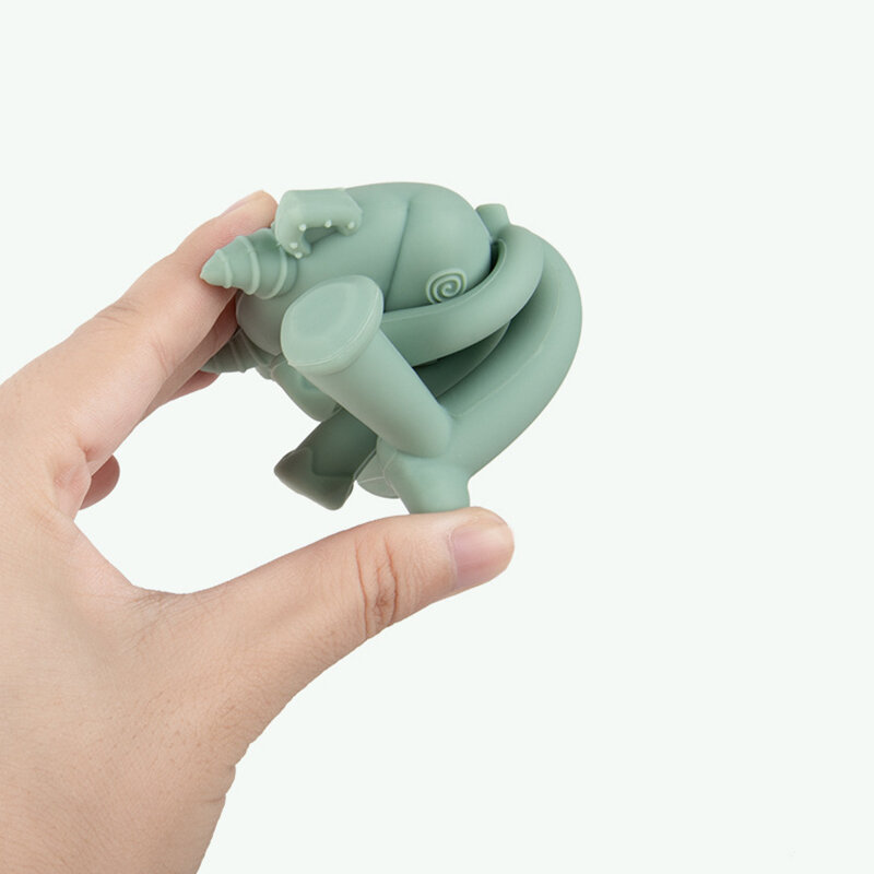 실리콘 귀여운 3D 암소 양 Teethers DIY 아기 반지 Teether BPA 무료 유아 귀여운 만화 씹는 매력 식품 학년 아이 Teething 장난감