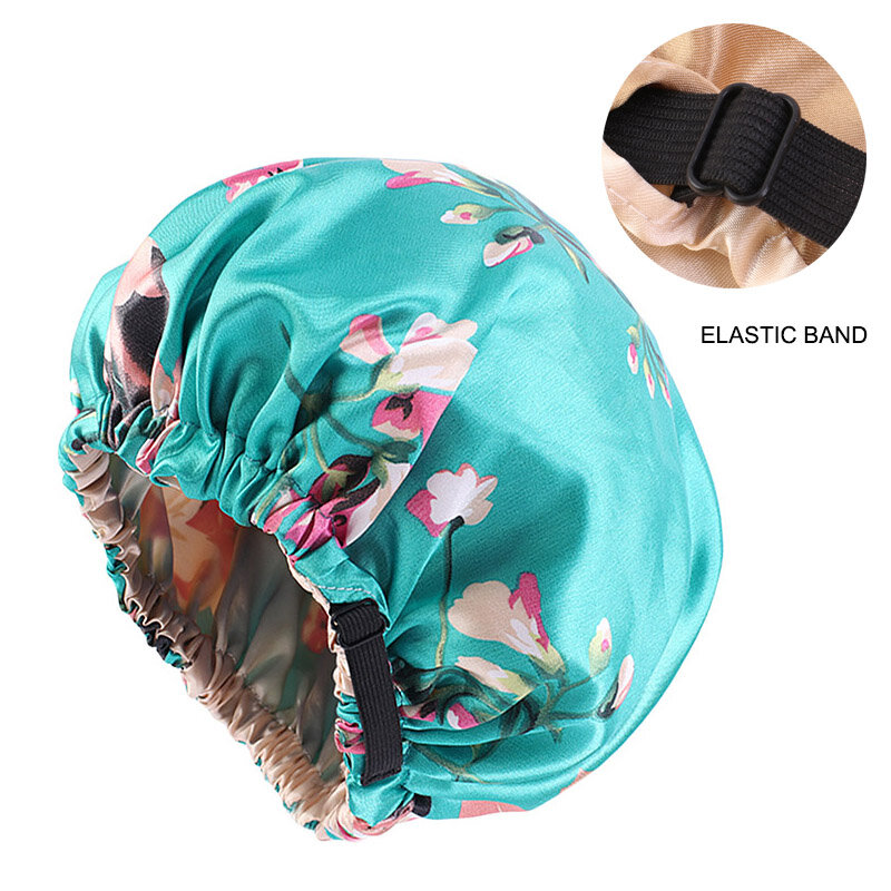 Reversibel Bahan Sutra Satin Bonnet Rambut Topi Double Layer Tidur Malam Cap dengan Invisiable Tombol Kepala Penutup Rambut Styling Aksesoris