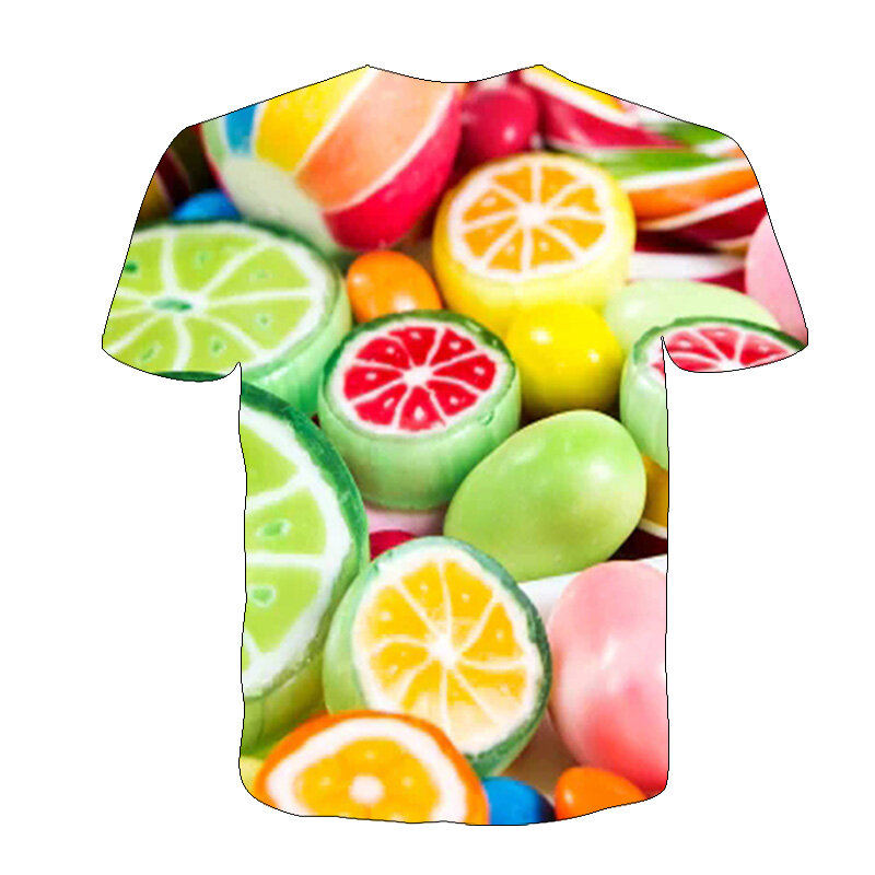 T-shirt aliments 3D Harajuku pour hommes et femmes, sac de collation de bonbons Sauce au chocolat, pull à manches courtes, Liva Girl, marque t-shirts