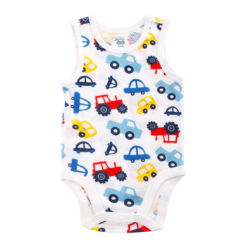 Mini Auto Pasgeboren Baby Panty Solid Basic Baby Jumpsuit Mouwloze Of Korte Mouwen Strakke Kraag Biologisch Katoen Jumpsuit