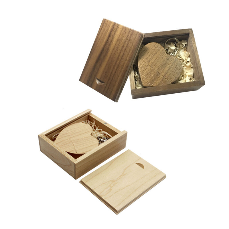 Pendrive de madera con forma de corazón para invitados, memoria USB de 128gb, 4gb, 8gb, 16gb, 32gb y 64gb, regalo de boda