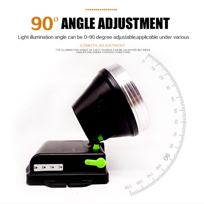 O envio gratuito de alta potência 18650 bateria de lítio farol p90 portátil à prova dwaterproof água tocha lanterna dc 4v farol recarregável