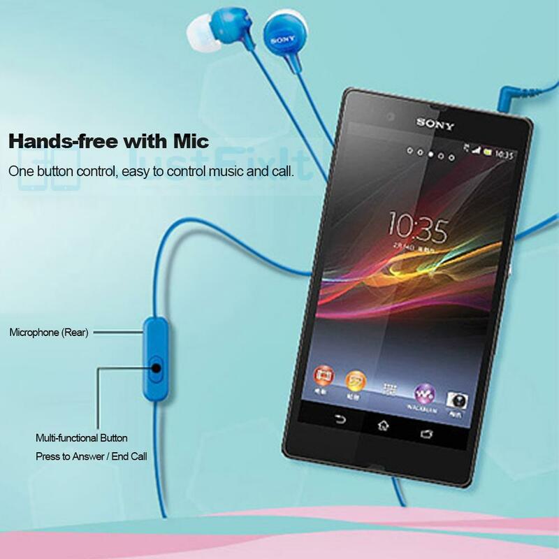 Sony MDR-EX15AP 3.5มม.หูฟังหูฟังซับวูฟเฟอร์หูฟังสเตอริโอแฮนด์ฟรีพร้อมไมโครโฟนสำหรับ Xiaomi huawei โทรศัพท์