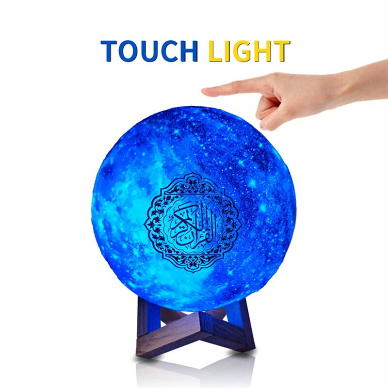 Koran Muziek Maan Lamp Draadloze Bluetooth Speaker Touch Afstandsbediening Fm Tf Muziekspeler Dreamcolor Led Nachtlampje Voor Moslim