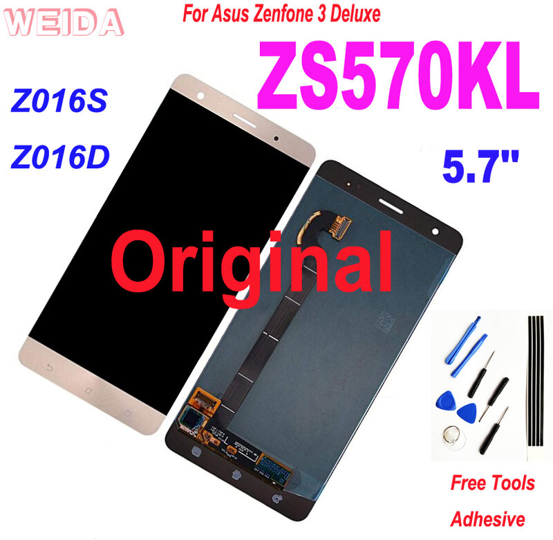Original 5 7 Lcd For Asus Zenfone 3 Deluxe Zs570kl Z016s Z016d Lcd Display Touch Screen Digitizer Assembly For Zs570kl Display Mobile Phone Parts