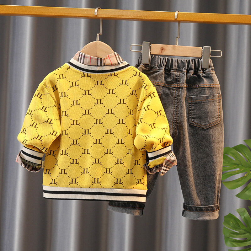 1〜2〜3歳の男の子用のスウェットシャツセット,韓国の子供服,スリーピース,春と秋,コレクション2021