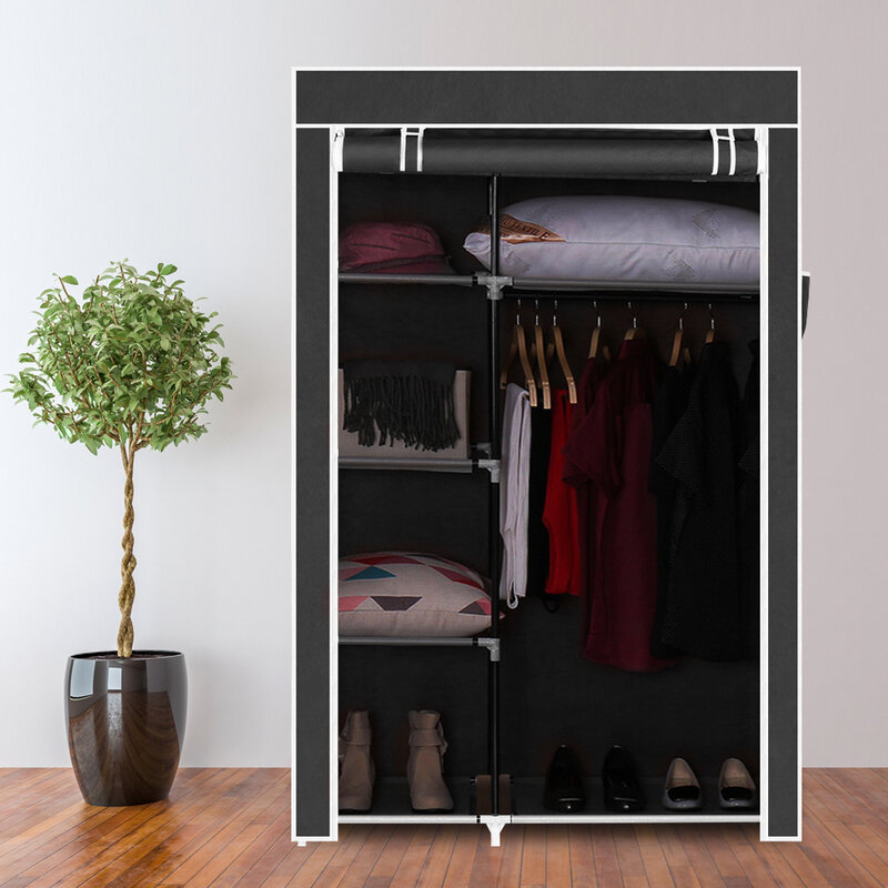 64" Portable Closet Storage Organizer Wardrobe Clothes Rack with Shelves for Home Office Living Room Clothing Shelf Organization