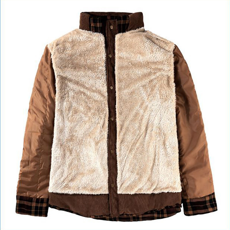 Camicia a quadri Casual spessa invernale fodera in lana da uomo camicie da uomo calde giacca a vento in cotone camicie Patchwork a maniche lunghe Camisa Masculina