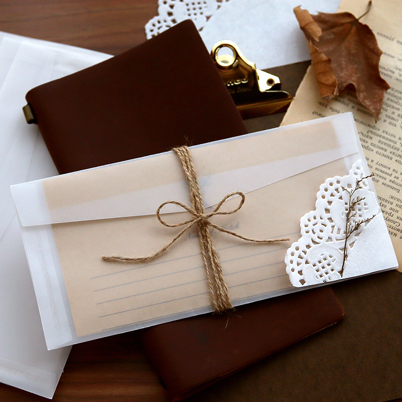 Pak Van 10 Klassieke Doorschijnend Papier Envelop Mini Papier Venster Envelop Huwelijksuitnodiging Envelop Cadeau Envelop