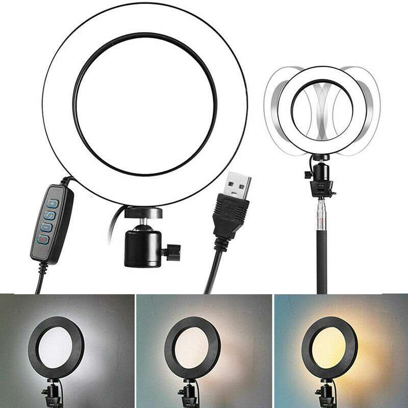 USB 6/7 عكس الضوء 5500K LED مصباح مصمم على شكل حلقة عدة مع حامل لكاميرا الهاتف ماكياج