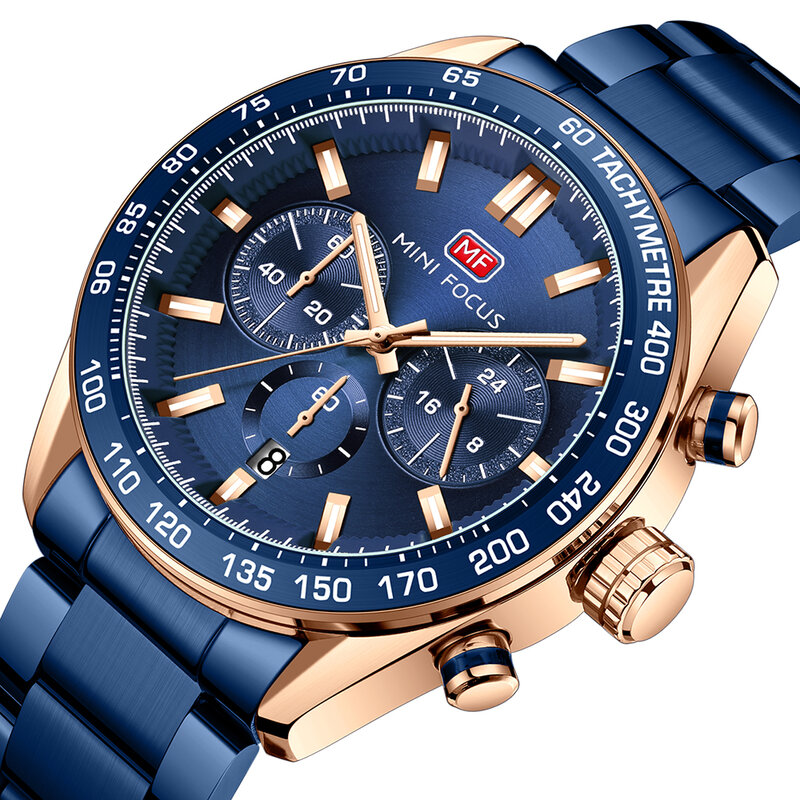 Mini foco esporte relógio masculino moda casual 3 sub-dial masculino relógios marca superior luxo pulseira de aço inoxidável relógio de quartzo presente