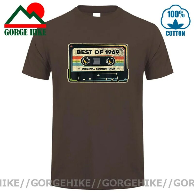 Camiseta com fita cassete vintage, camiseta retrô 1969 algodão, respirável, alta qualidade, ótimo presente para homens, aniversário de 100%