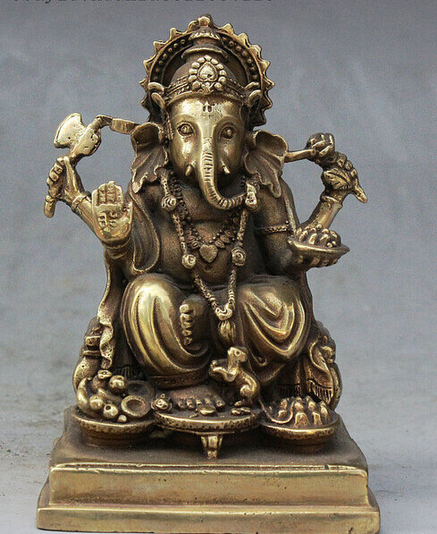 Bronze decoração de bronze puro bom valor sorte budismo tibetano fane bronze ganapati ganesh senhor ganesha elefante buda estátua