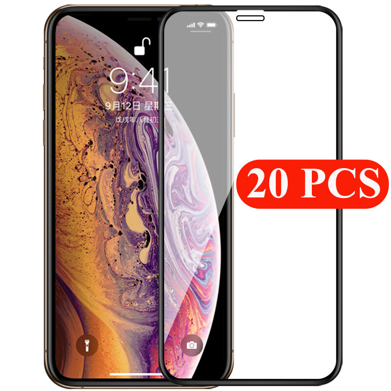 20PCS Full Cover Tempered Glass For iPhone 11 12 13 Pro Max Screen Protector For iPhone Xs Max XR 6 7 8 Plus Protective glass