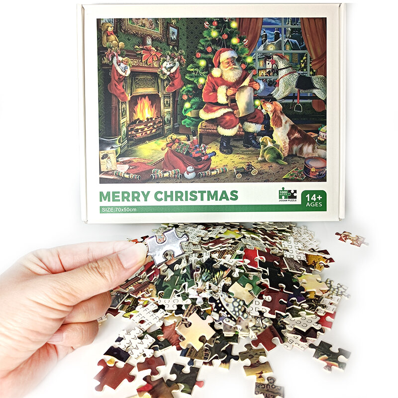 سيتي ستريت فيو هدية الكريسماس 1000 قطع بازل قطع شجرة سانتا كلوز تجميع الألغاز للكبار ألعاب أطفال فتاة هدية