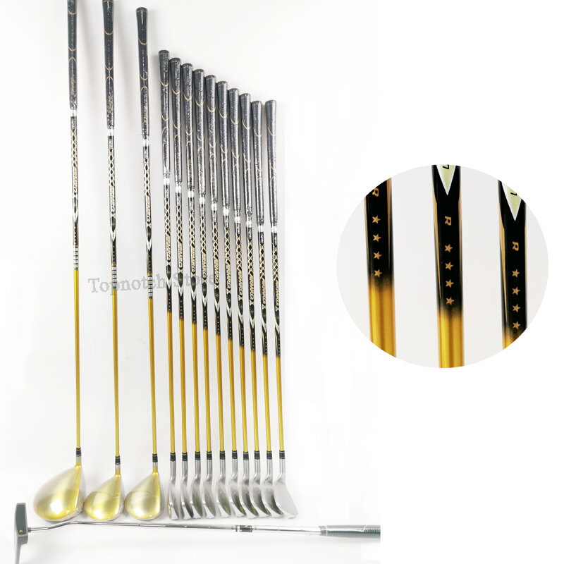 Conjunto completo de tacos de golfe, ferros e putter, conjunto completo de carbono ou aço, sem bolsa, frete grátis