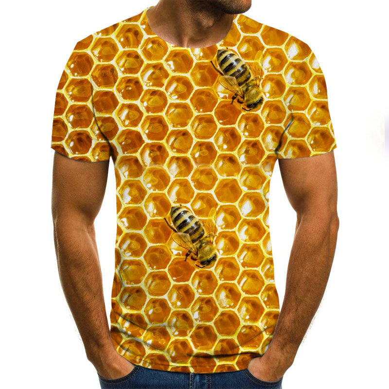 Kaus Pria Musim Panas Gambar Cetak 3D Ms. Bee Lucu Kaus Pria Hip Hop Uniseks Lengan Pendek Leher Bulat Jalan Kepribadian 6XL