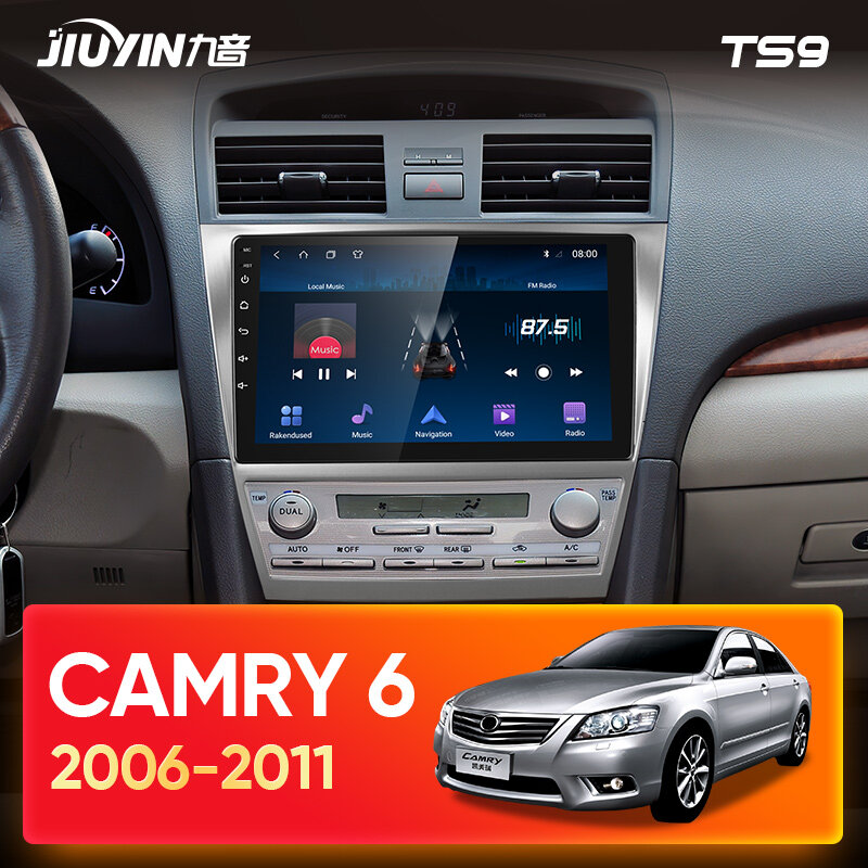 Jiuyin-rádio automotivo multimídia wf com android para toyota camry, 6, 40, 50, 2006 a 2011, reprodutor de vídeo, navegação gps, 2 din, dvd, carplay