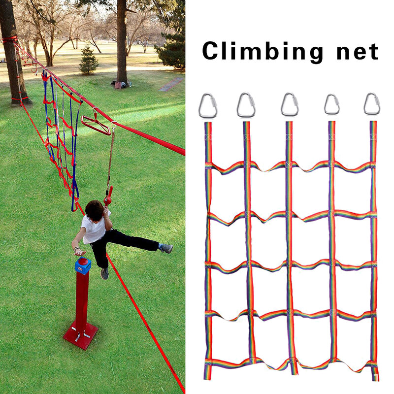 Outdoor Kids Climbing Wall Rainbow Ribbon Net Children Physical Training Climbing Net For Daily Sports Entertainment Toys