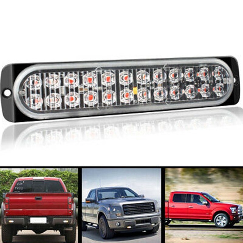Luz piscante universal de aviso para carro, 2 peças, 24led, 72w, luz lateral para carros, motocicletas, caminhões, trailers