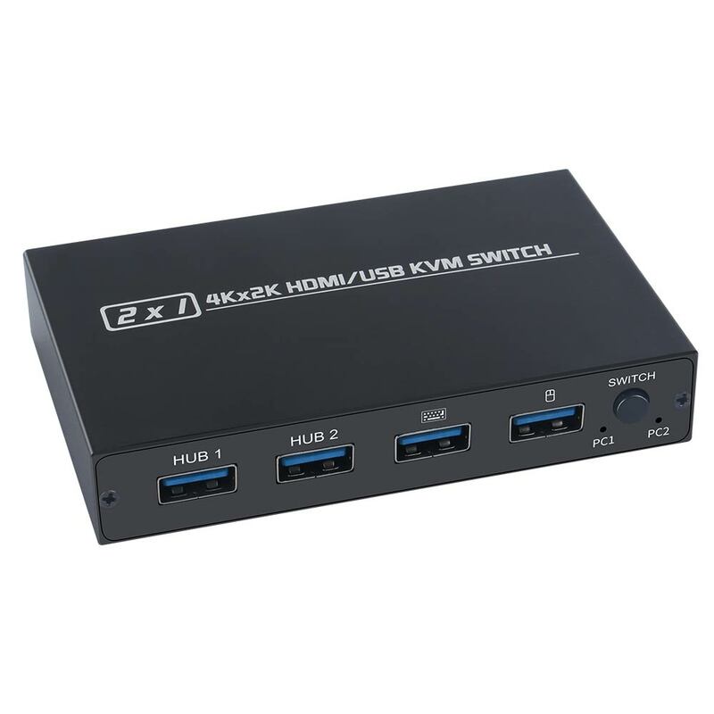 Répartiteur compatible HDMI commutateur KVM 4K, commutateur Usb 2.0 2 en 1 pour moniteur d'ordinateur, clavier et souris, imprimante EDID / HDCP