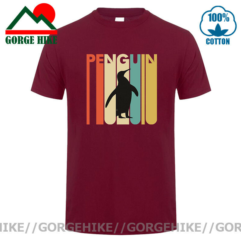 Retro Penguin Letter Printed T shirts Vintage Costume Cute Penguin T-Shirts Funny Animal Printing Tshirt Summer Casual Tee Shirt
