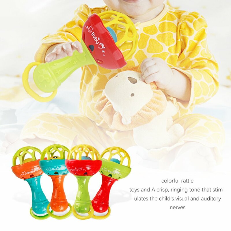 Haste de chocalho para bebês, brinquedo de borracha macia multifuncional para bebês com mordedor