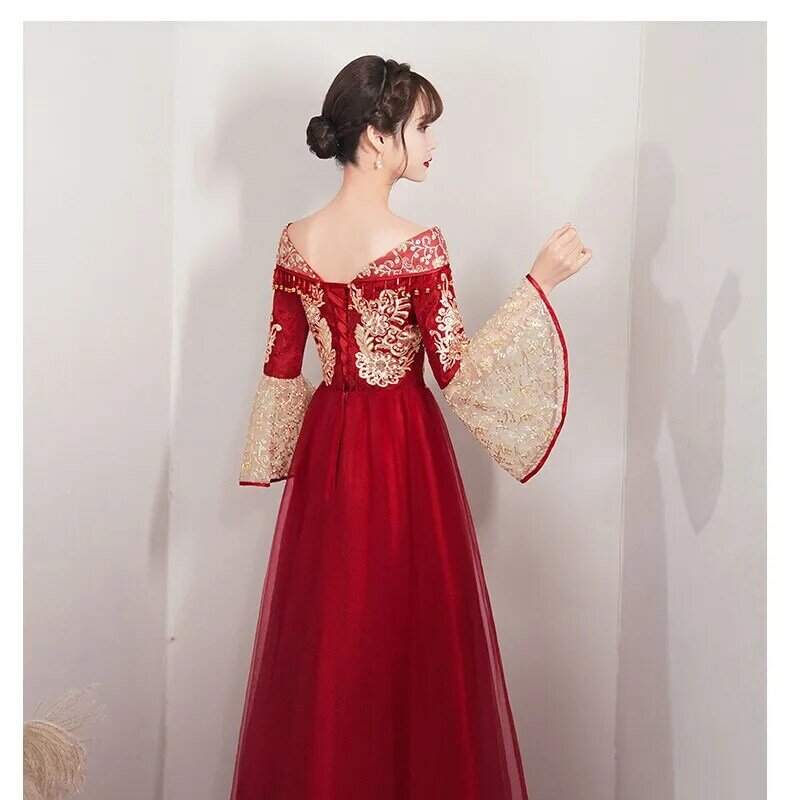 Chinesischen frauen Hochzeit Kleid Wein Rot-Sommer Dünne Stil (Unterstützung Angepasst)